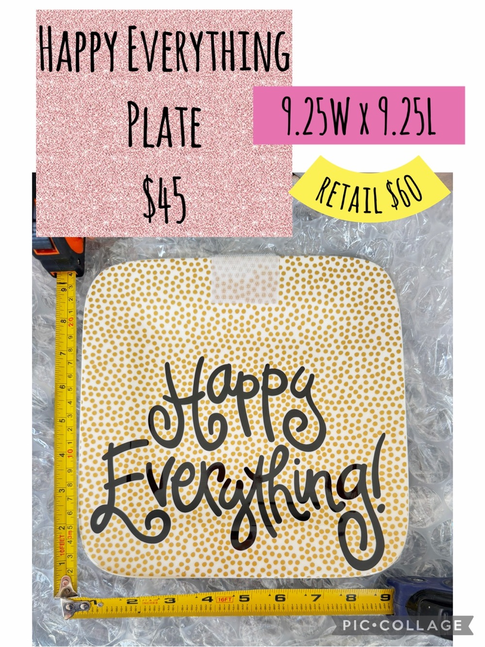 Happy Everything Plate - Gold Dot Design